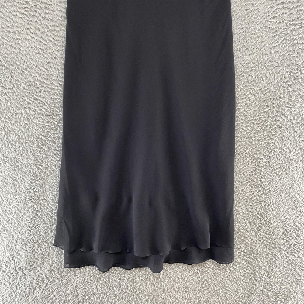 Ann Taylor Y2K Dress Womens 10 Babydoll Black Beaded Silk Midi Slip Fairy Prom - Picture 4 of 13